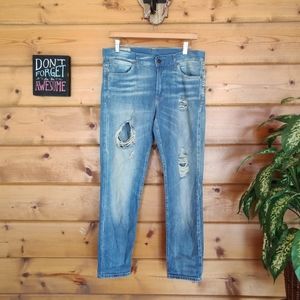 Polo Ralph Lauren 💜‎ Astor Slim Boyfriend Jeans Distressed Stone Wash 26 X 29"